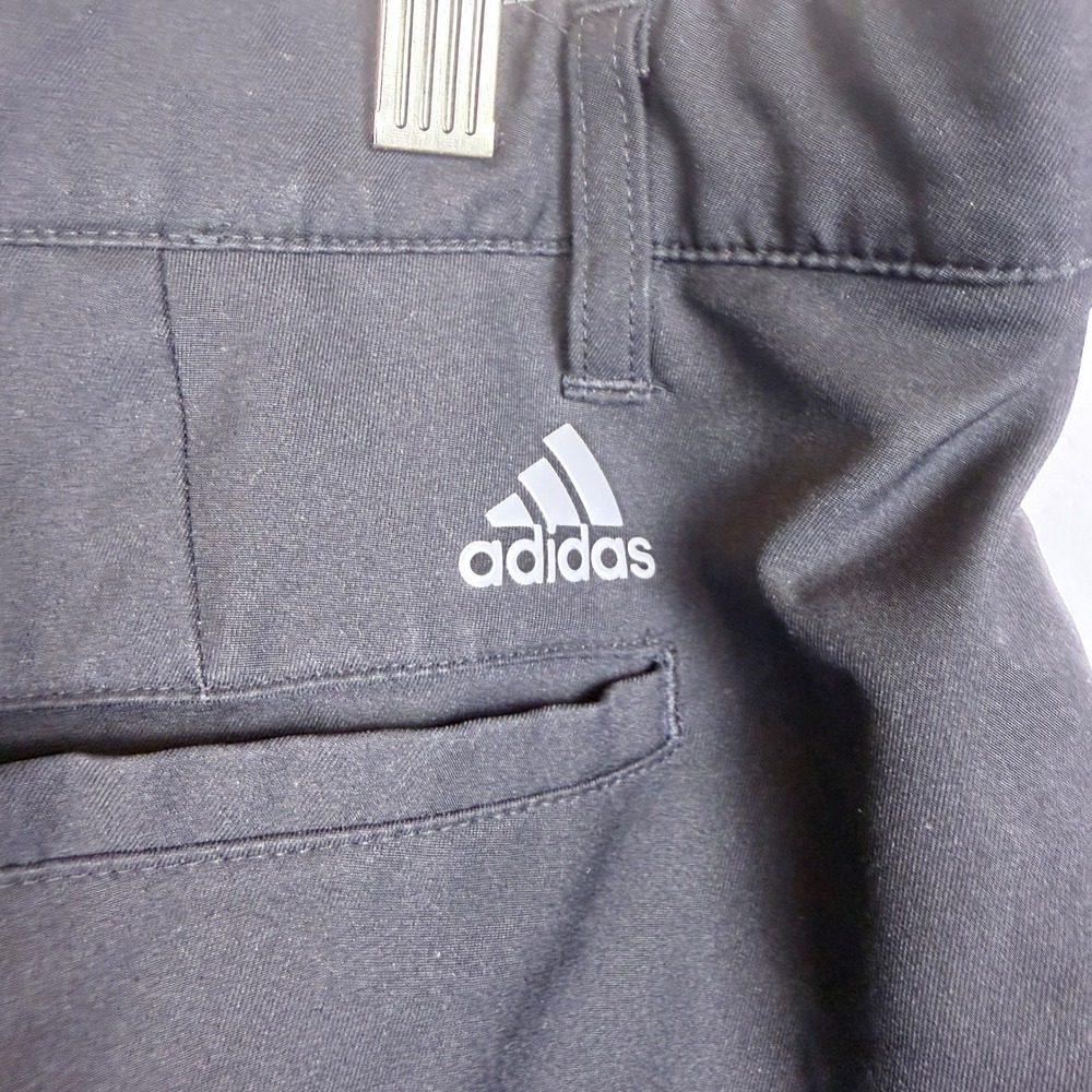 Adidas Mens Black Golf Pants Performance Flat Front Trousers 37x30 - Picture 4 of 12